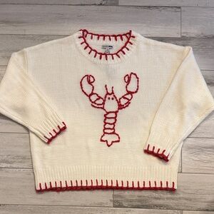 Fashion Nova Off White Sweater with Red Lobster Embroidery